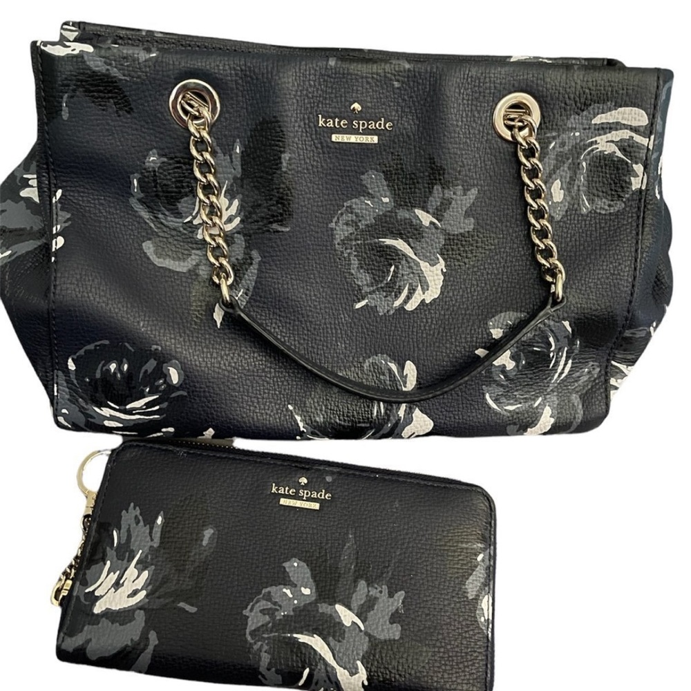 Kate Spade Night Rose handbag purse and wallet